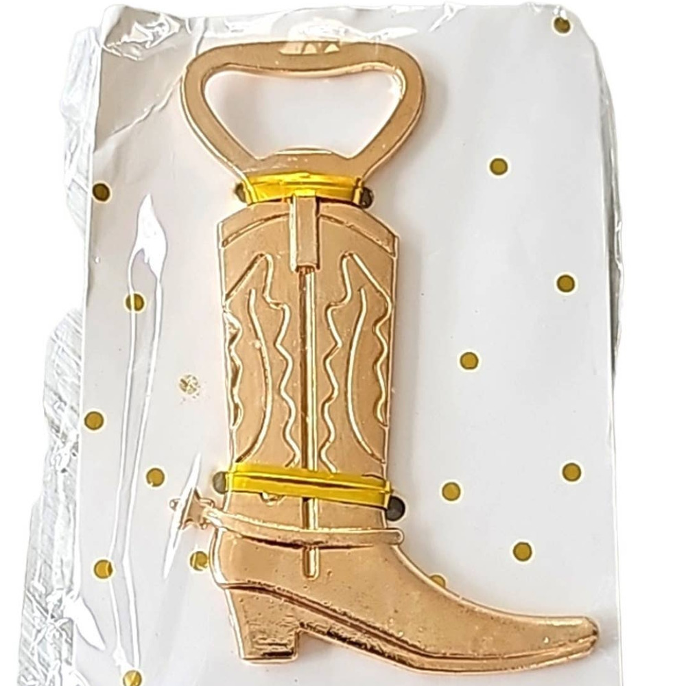 Lot of Two Bottle Openers One is Goldtone Cowboy Boot the other Copper Horseshoe